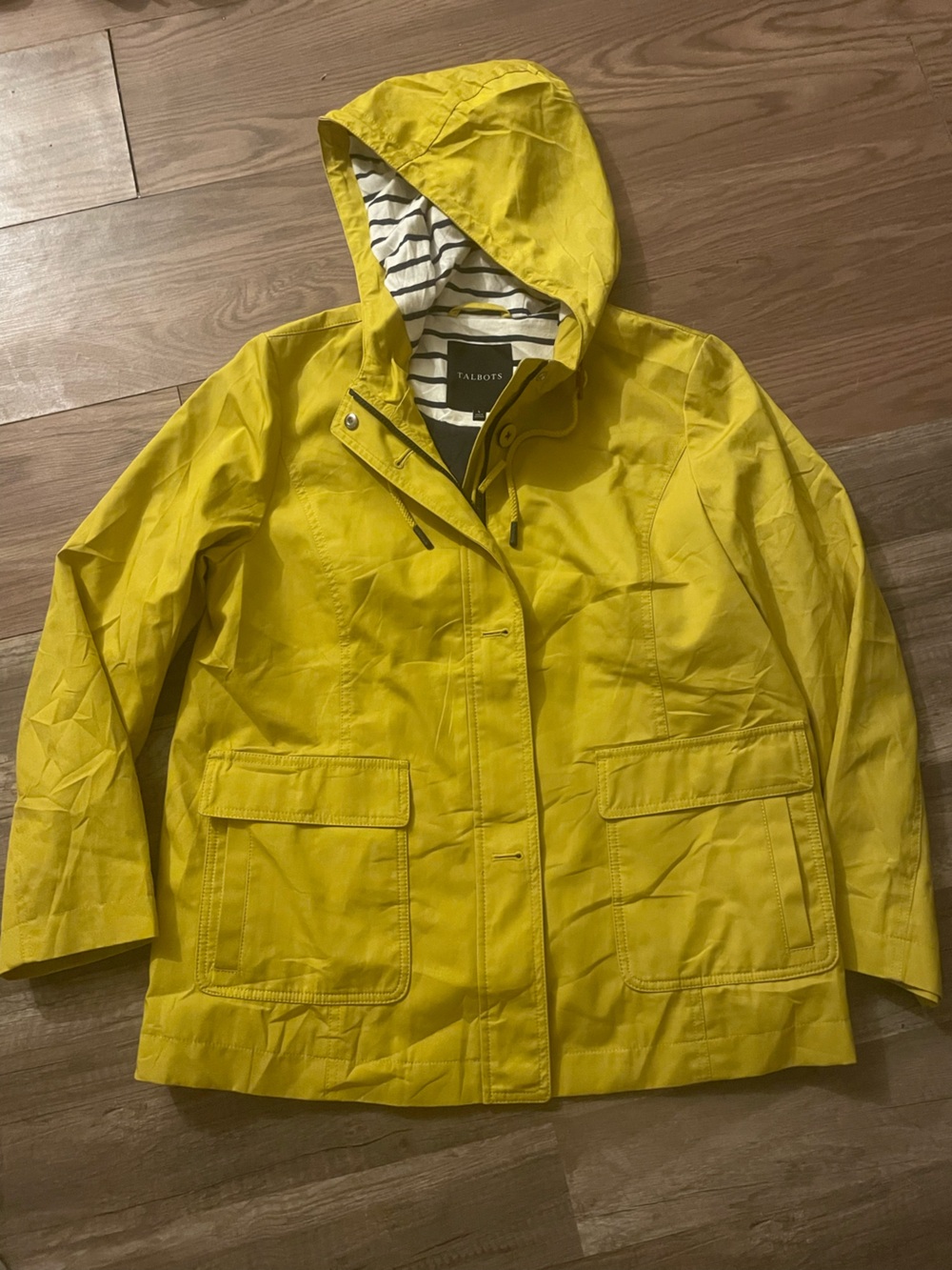 Talbots Bright Yellow Hooded Trench Coat
